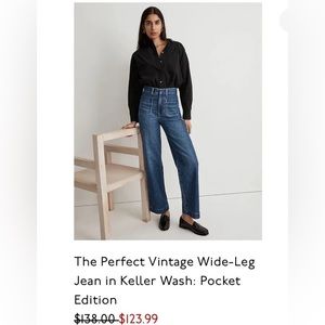COPY - Madewell The Perfect Vintage Wide Leg Jeans Sz 25 in Keller Wash Pocket …